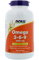 NOW Foods Omega Super 3-6-9 1000 mg (250 капсул) омега 3,6,9 жирные кислоты