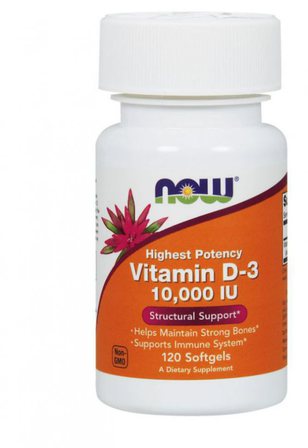NOW Foods Vitamin D3 10000 IU (120 гелевых капсул) витамин Д3 холикальцеферон