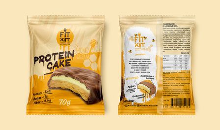 Fit Kit Protein Cake Протеиновое печенье с суфле (70 гр) медовый крем