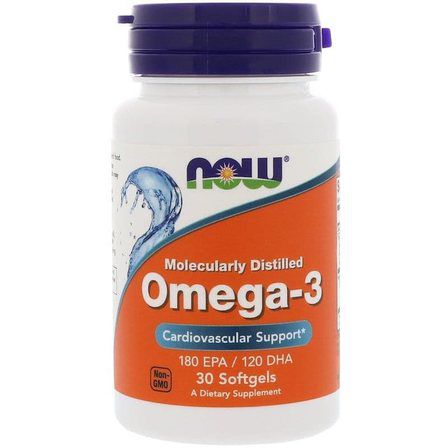 NOW Foods Omega 3 (30 гелевых капсул) омега 3 жирные кислоты