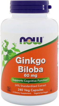 NOW Foods Ginkgo Biloba 60 mg (120 вег. капсул) экстракт гинкго билоба