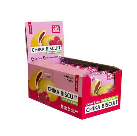 CHIKALAB Biscuit Печенье неглазированное с начинкой 50 гр (Бисквит лесная малина)									