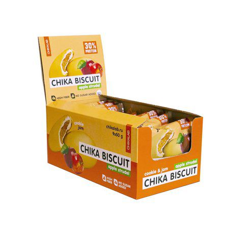 CHIKALAB Biscuit Печенье неглазированное с начинкой 50 гр (Бисквит яблочный штрудель)															