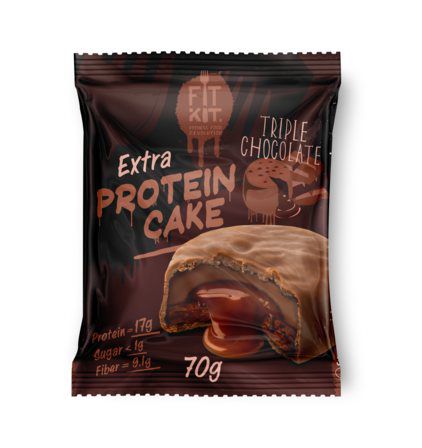Fit Kit Protein Cake EXTRA с жидкой начинкой (50 гр) тройной шоколад