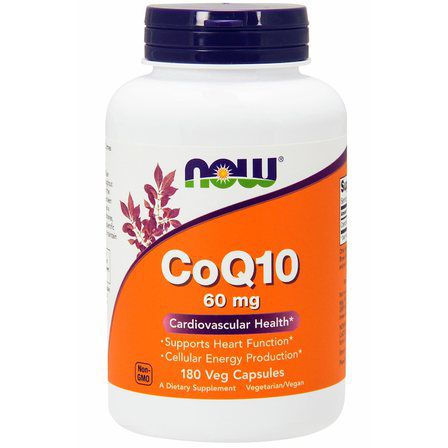 NOW Foods CoQ10 60 mg (60 веганских капсул) антиоксидант Коэкзим Ку10