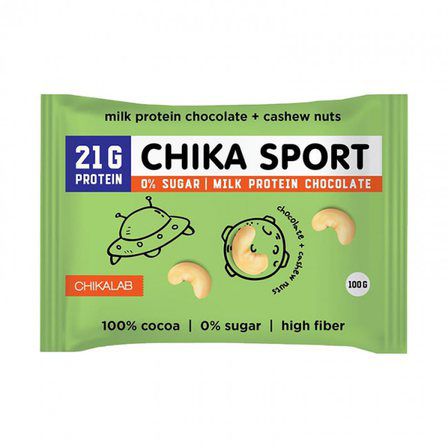 CHIKALAB ChikaSport Шоколад молочный протеиновый с кешью (100 г) без сахара