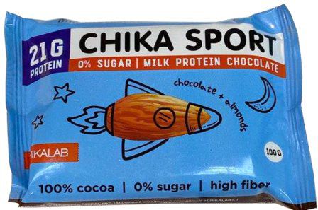 CHIKALAB ChikaSport Шоколад молочный протеиновый с миндалем (100 г) без сахара