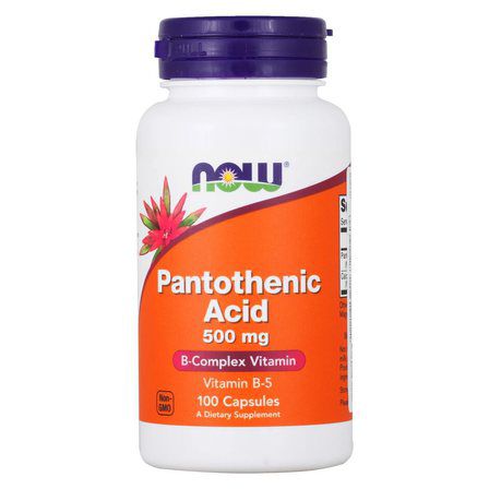 NOW Foods Pantothenic Acid 500 mg (100 веганских капсул) пантотеновая кислота