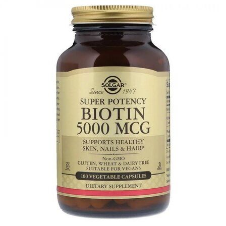 Solgar Biotin 5000 mcg (100 капсул) биотин - витамин для волос B7