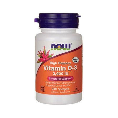 NOW Foods Vitamin D3 2000 IU (240 гелевых капсул) витамин Д3 холикальцеферон
