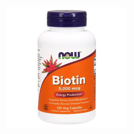 NOW Foods Biotin 5000 мкг (120 вег. капсул) витамин для волос B7