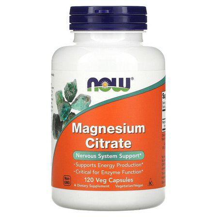 NOW Foods Magnesium Citrate (120 веганских капсул) магния цитрат