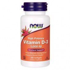 NOW Foods Vitamin D3 1000 IU (180 гелевых капсул) витамин Д3 
