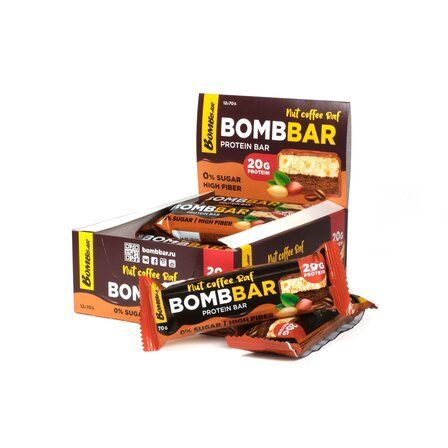 BOMBBAR Ореховый протеиновый батончик (70 г) Ореховый кофе раф																						