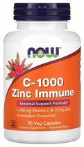 NOW Foods Vitamin C 1000  + Zinc Immune (90 веганских капсул) витамин С и цинк