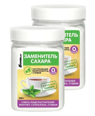 Bombbar Заменитель сахара (Эритрит, сукралоза, стевия) (200 г)