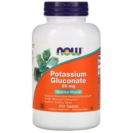 NOW Foods Potassium Gluconate 99 mg (250 таб.) калий глюконат