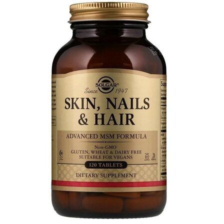 Solgar Skin, Nails, Hair Advanced MSM Formula (120 таблеток) комплекс для кожи, волос и ногтей