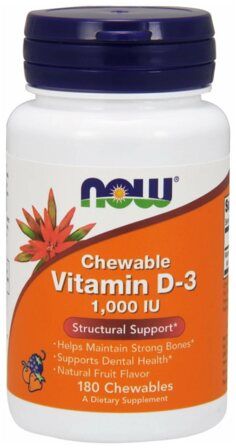 NOW Foods Vitamin D3 1000 IU Chewable (180 жевательных пастилок) фруктовая смесь