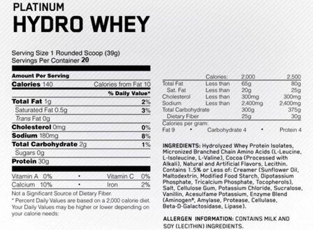 Optimum Nutrition Platinum Hydro Whey (1590 гр)