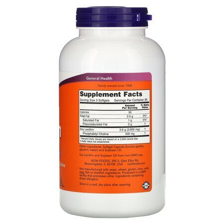 NOW Foods Lecithin 1200 mg (200 гелевых капсул) соевый лецитин