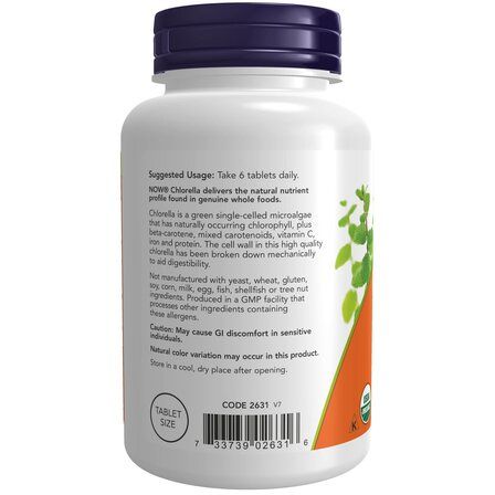NOW Foods Chlorella Organic 500 мг (200 таблеток) органическая хлорелла