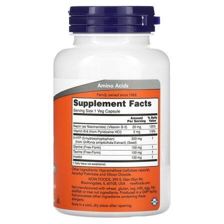 NOW Foods 5 - HTP 200 mg (60 вег. капсул) 5 - гидрокситриптофан