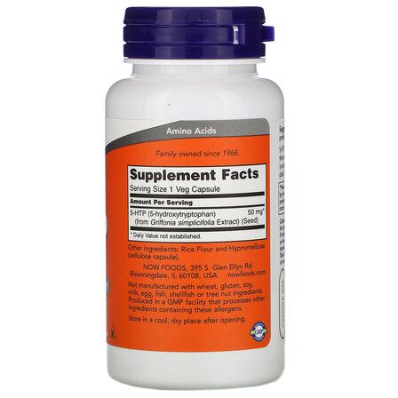 NOW Foods 5 - HTP 50 mg (90 вег. капсул) 5 - гидрокситриптофан