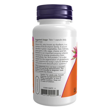 NOW Foods B - 2 100 mg (100 вег. капсул) витамин В2 (группа В)