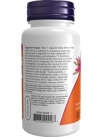 NOW Foods B - 6 100 mg (100 вег. капсул) витамин В6 (группа В)