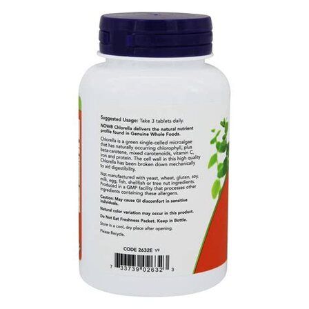 NOW Foods Chlorella 1000 мг (60 таблеток) органическая хлорелла