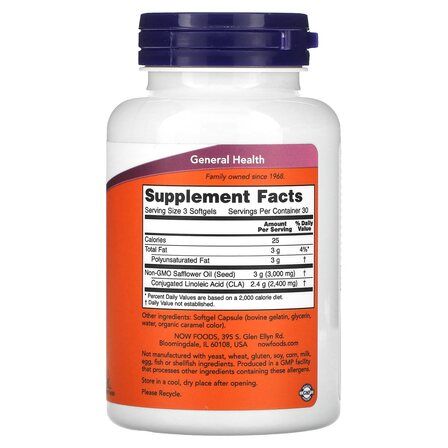 NOW Foods CLA 800 mg (90 капсул) конъюгированная линолевая кислота