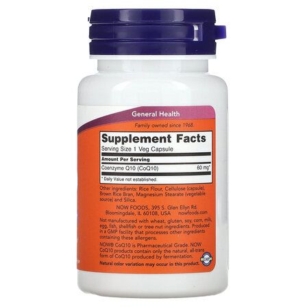 NOW Foods CoQ10 60 mg (60 веганских капсул) антиоксидант Коэкзим Ку10