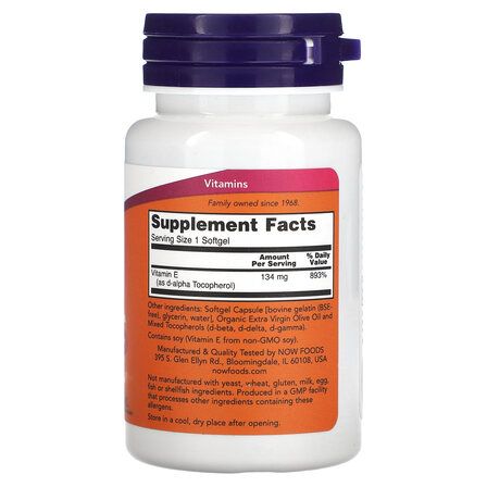 NOW Foods E - 200 Mixed Tocopherols (100 гел. капсул) витамин Е