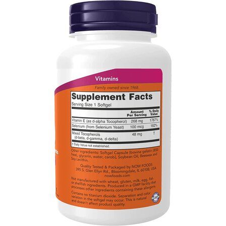 NOW Foods E - 400 Mixed Tocopherols (50 гел. капсул) витамин Е