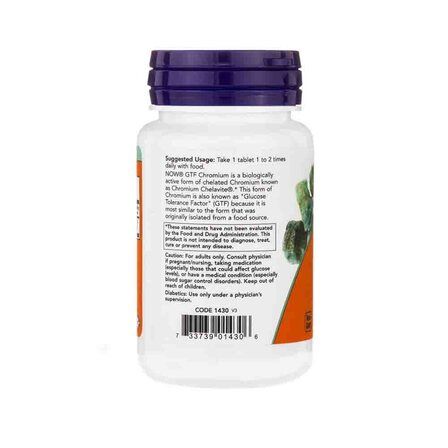 NOW Foods GTF Chromium 200 mcg (100 таблеток) минерал хром