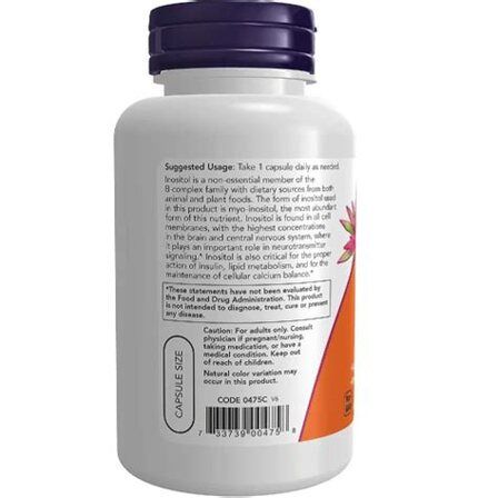 NOW Foods Inositol 500 mg (100 веганских капсул) инозитол - витамин В8