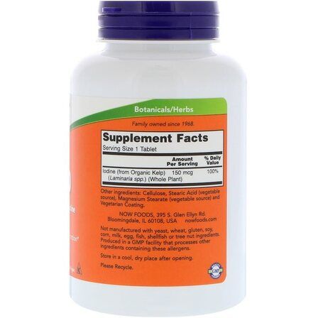 NOW Foods Kelp 150 мкг (200 таблеток) ламинария