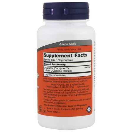 NOW Foods L - Carnitine 500 mg (30 капсул) аминокислота Л - карнитин