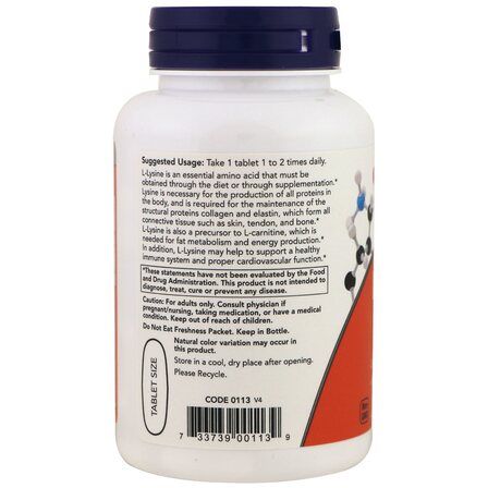 NOW Foods L - Lysine 1000 mg (100 таблеток) аминокислота Л - лизин