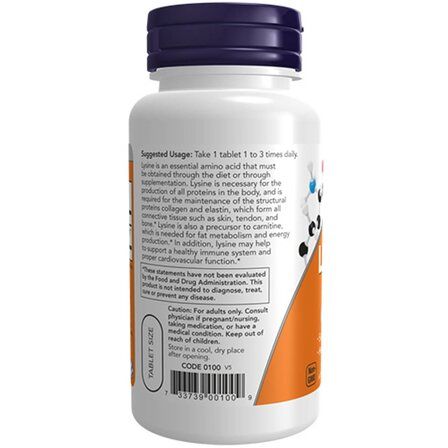 NOW Foods L - Lysine 500 mg (100 таблеток) аминокислота Л - лизин