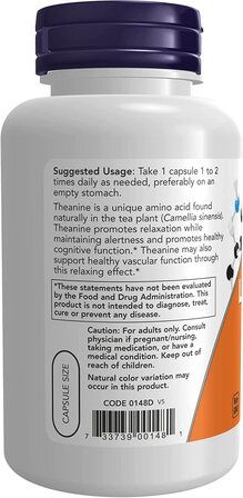NOW Foods L - Theanine 100 mg (90 вег. капсул) аминокислота Л - теанин