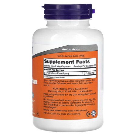 NOW Foods L - Tryptophan 500 mg (120 капсул) аминокислота Л - триптофан