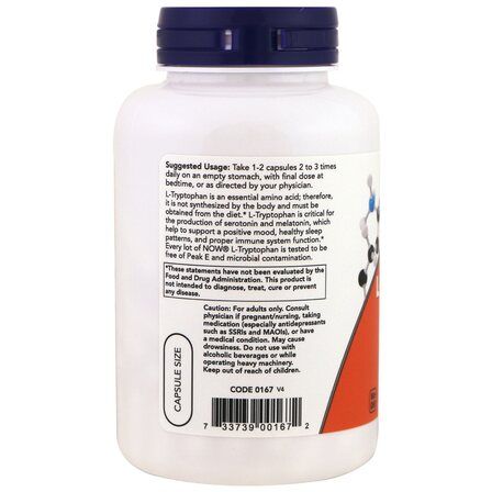 NOW Foods L - Tryptophan 500 mg (120 капсул) аминокислота Л - триптофан
