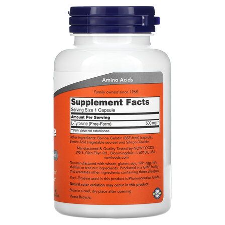 NOW Foods L - Tyrosine 500 mg (120 капсул) аминокислота Л - тирозин