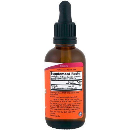 NOW Foods Liquid Vitamin D3 2 FI Oz (60 мл) жидкий витамин Д3 в каплях