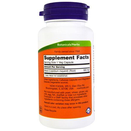 NOW Foods Maca 500 мг (100 веганских капсул) экстракт маки