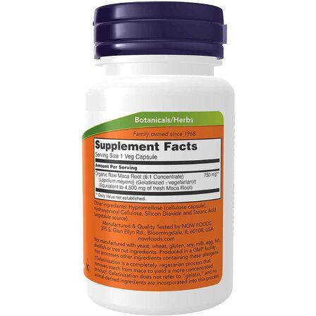 NOW Foods Maca 750 мг (30 веганских капсул) экстракт маки