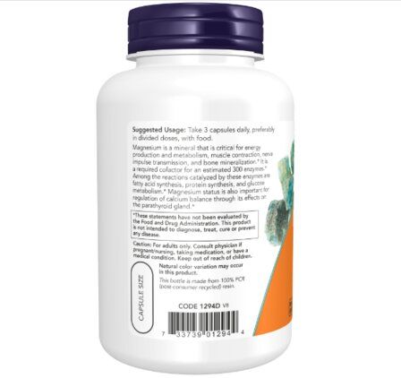 NOW Foods Magnesium Citrate (120 веганских капсул) магния цитрат