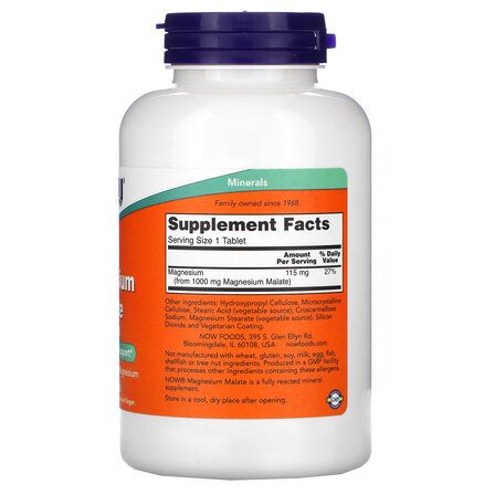 NOW Foods Magnesium Malate 1000 мг (180 таб) магний малат